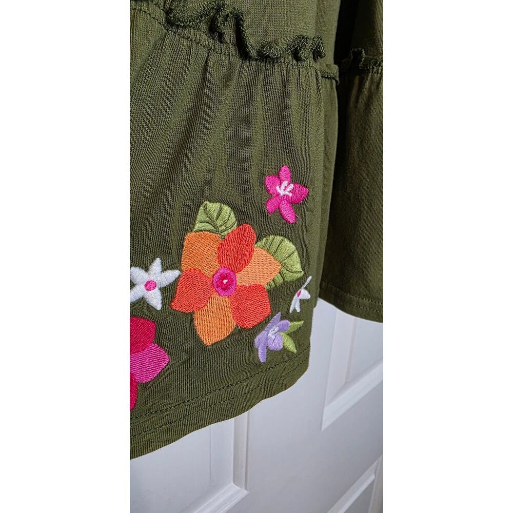 Gymboree Sundress Girl's 7 Green Floral Embroidered Spaghetti Strap Casual - Picture 2 of 4